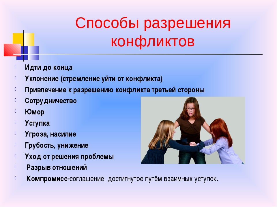 Методы разрешения конфликтных отношений Методы разрешения конфликтных отношений